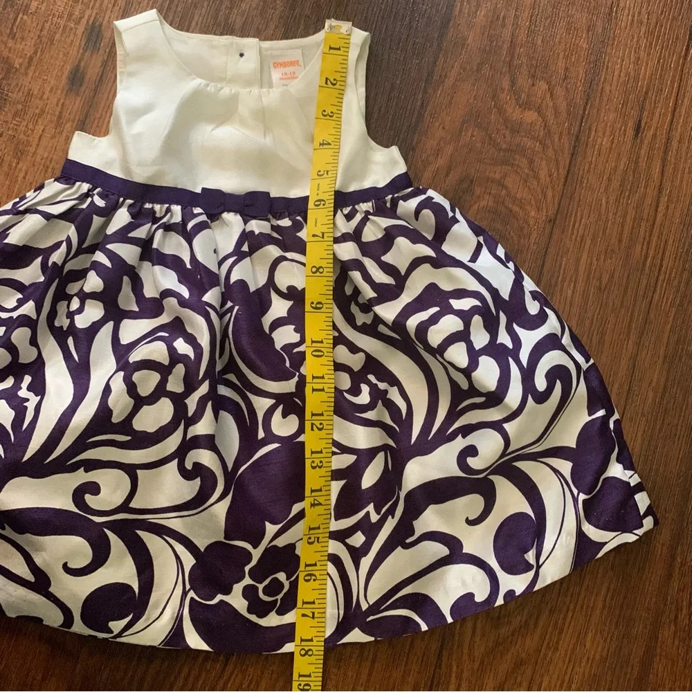 Gymboree Dress size 12-18 months, layered cream top purple abstract pattern